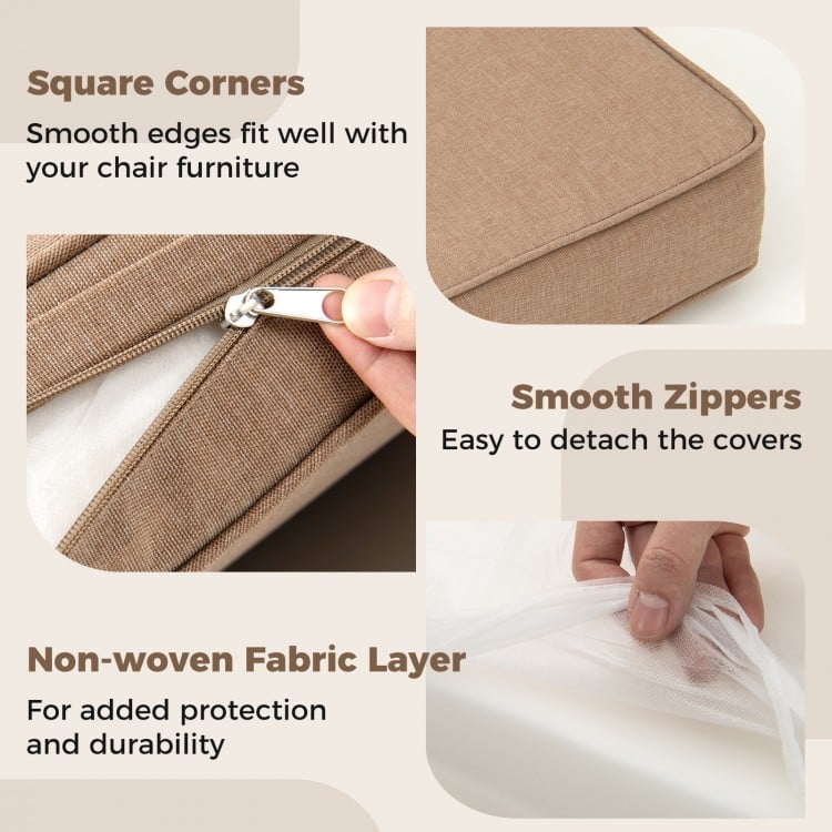 2-Pack Outdoor Patio Cushion Set with Removable Covers-Brown