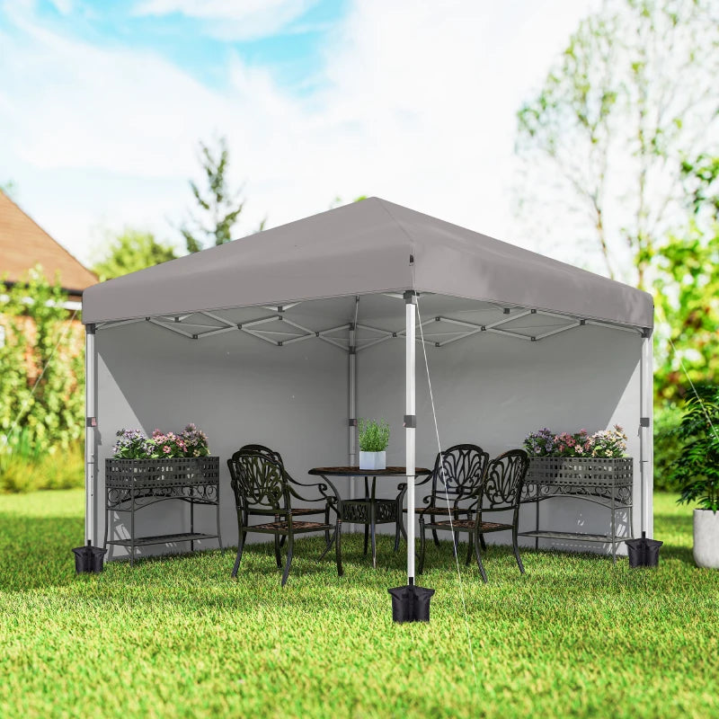 10' x 10' Pop Up Canopy with Sidewalls, Roller Bag, Height Adjustable Instant Tent for Outdoor, Garden, Patio, Grey