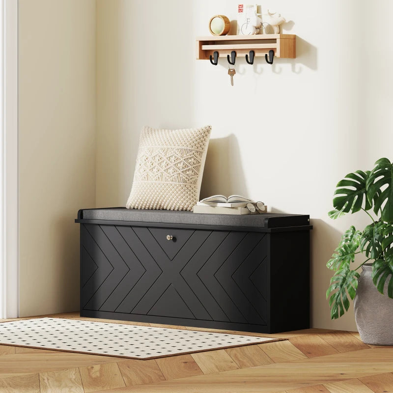 Shoe Storage with Seat, Upholstered Hallway Bench, Shoe Bench with Flip Drawer, Adjustable Shelf for 8-10 Pairs of Shoes