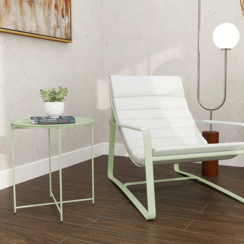 18" Outdoor Side Table with Removable Tray and Folding Legs, Indoor Outdoor for Balcony, Porch, Green