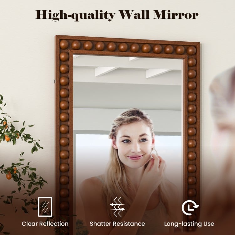 24 x 36 Inches Rustic Wall Mirror with Solid Wood Frame for Living Room Bedroom-Brown