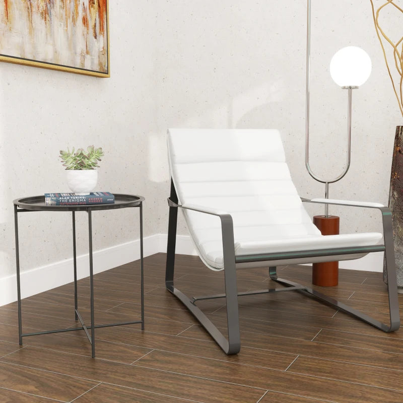 18" Outdoor Side Table with Removable Tray and Folding Legs, Indoor Outdoor for Balcony, Porch, Black