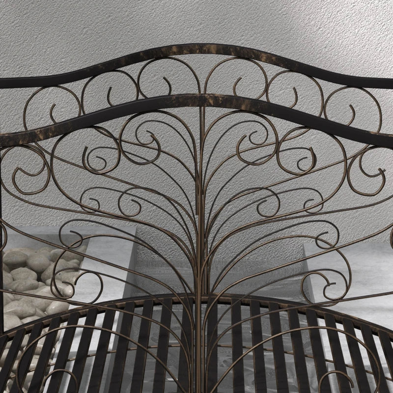 4FT Metal Garden Bridge Decorative Arc Bridge with Guardrails Black Bronze