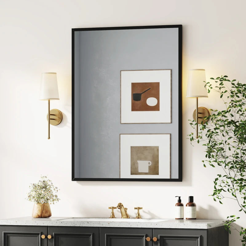 30" x 40" Bathroom Mirror for Wall, Rectangular Mirror for Living Room, Bedroom, Entryway, Black