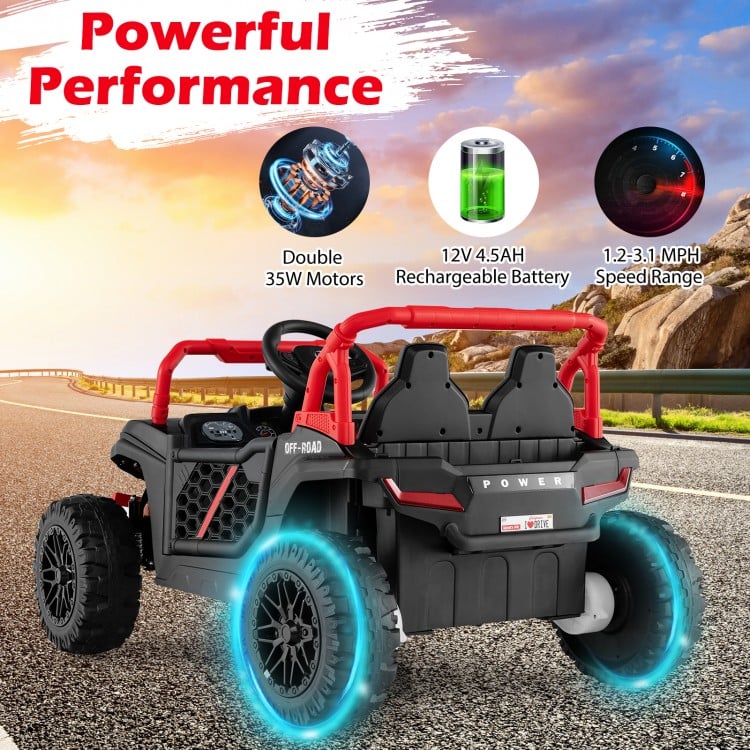 12V Kids Ride on Truck Off-Road UTV with Parental Remote and Lights-Black