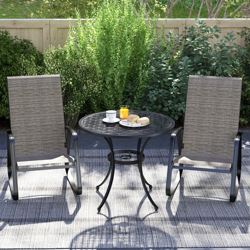 Set of 2 Patio Rocking Chairs, Outdoor Rocking Chairs with High Backrest, Armrests for Backyard, Garden, Light Brown