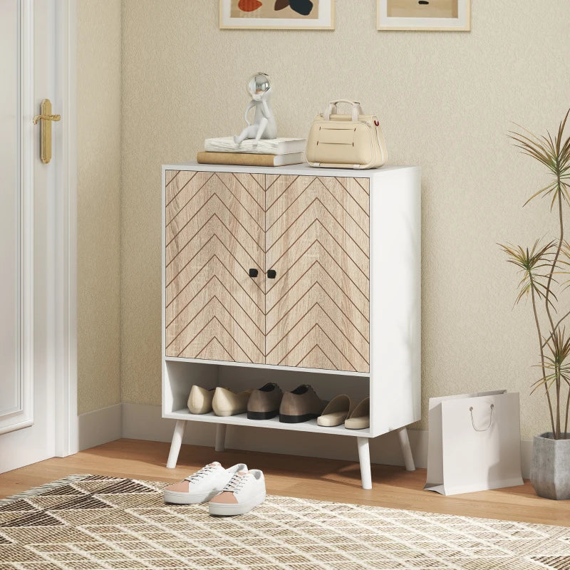 Shoe Storage Cabinet, 5-Tier Shoe Rack Cabinet with Doors, Adjustable Shelves, 15 Pairs, for Entryway, Natural Tone