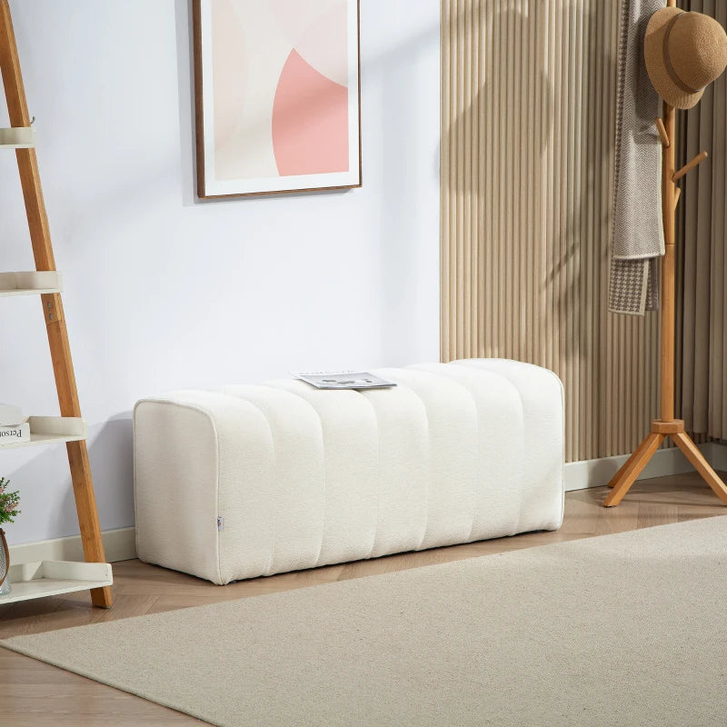 43" Upholstered Bedroom Bench Modern End of Bed Bench Load up to 485 lbs for Bedroom Hallway Living Room Cream White