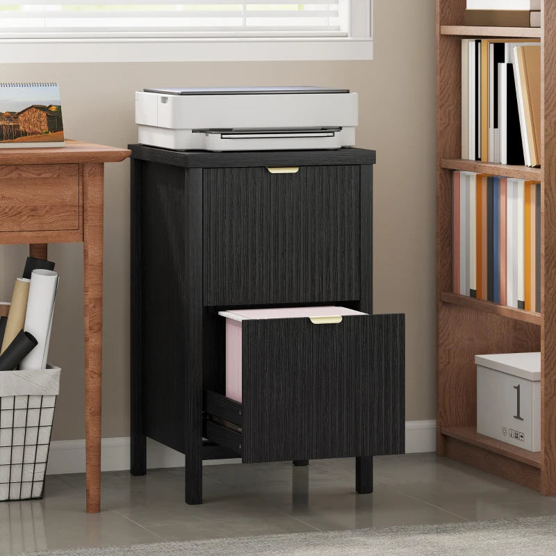 2 Drawer File Cabinet with Silent Slides, Vertical Modern Filing Cabinet Fits Letter/A4 Size Home Office, Black