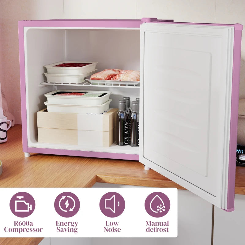 1.1 Cu. Ft. Mini Freezer, Compact Upright Freezer with Reversible Door, Removable Shelf, Adjustable Temperature, Pink