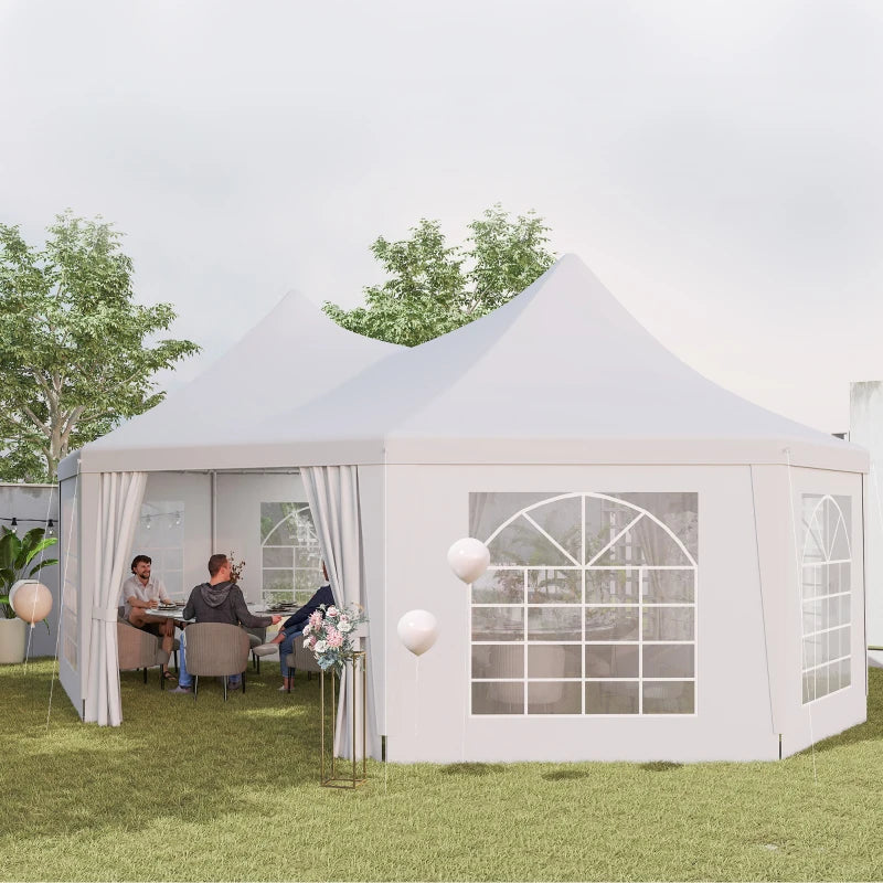 16' x 22' Wedding Event Party Tent High Peak Octagonal Outdoor Gazebo Canopy with Removable Walls, for Weddings, Parties, White
