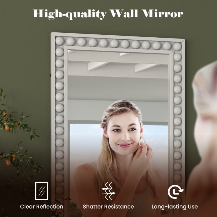 24 x 36 Inches Rustic Wall Mirror with Solid Wood Frame for Living Room Bedroom-White
