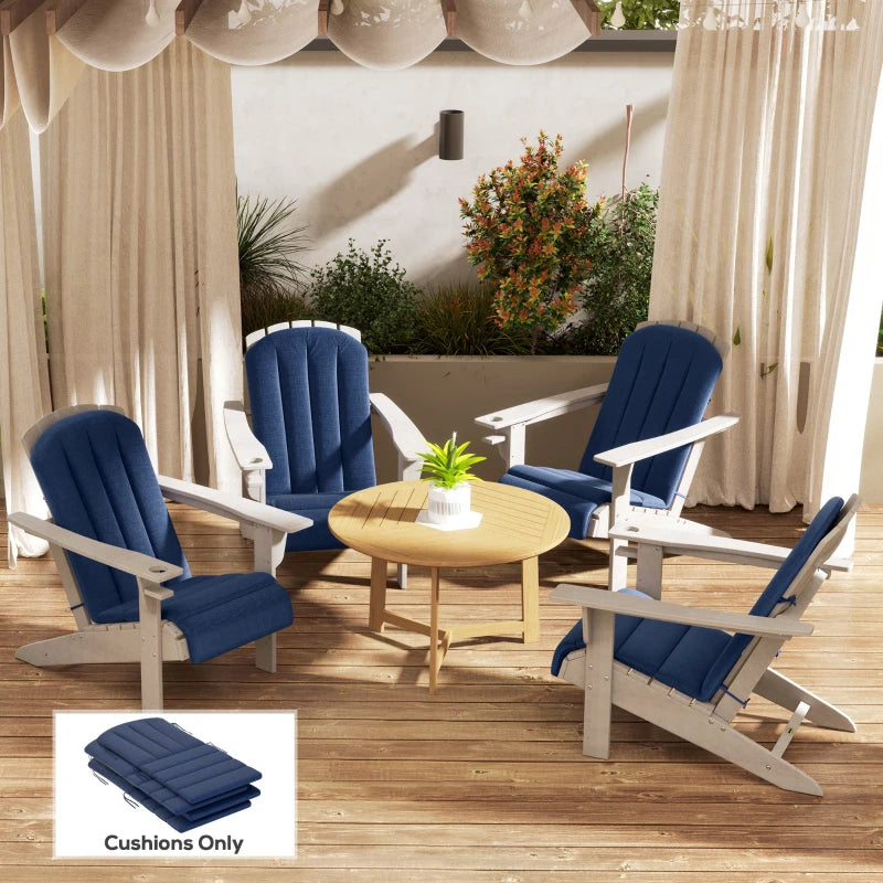 Set of 4 Patio Chair Cushions, High Back Adirondack Chair Cushion with Ties, High-Density Foam, Navy Blue