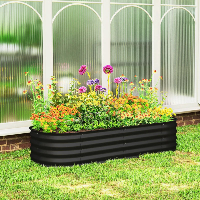 4.9 x 2 x 1ft Galvanized Raised Garden Bed Kit, Metal Planter Box with Safety Edging, Black