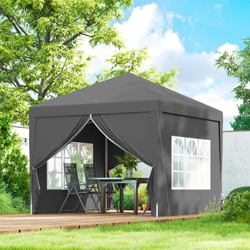 10'x10' Outdoor Pop Up Party Tent Wedding Gazebo Canopy with Carrying Bag (Grey)