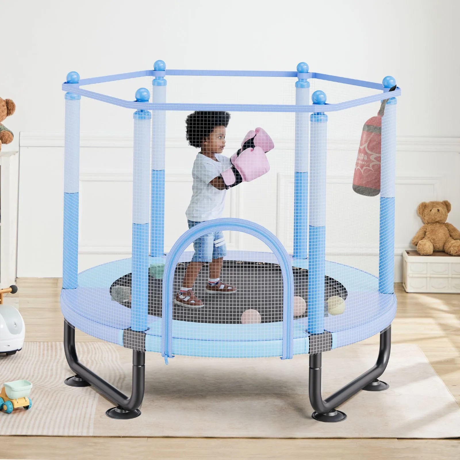 VEVOR 60" Trampoline for Kids Mini Toddler Trampoline with Net Indoor Outdoor