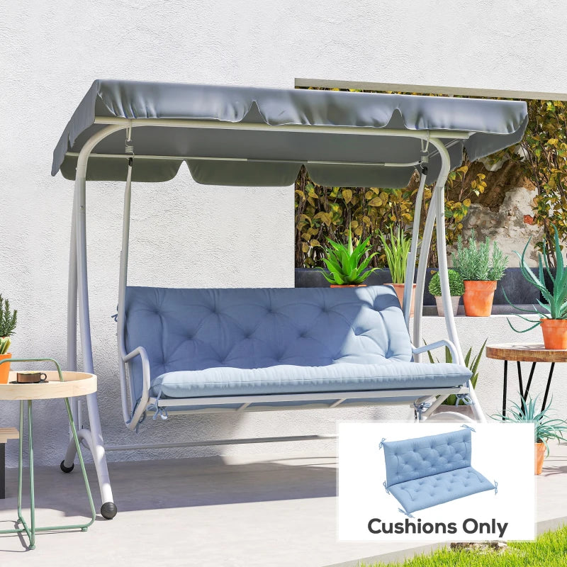 2 Seater Garden Bench Cushion, Soft Thick Outdoor Non-Slip 2 Seater Soft Pad With Backrest for Garden Patio, 47" x 43" x 5", Light Blue