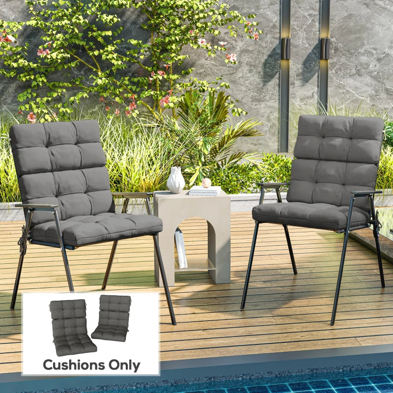 2-Piece Back Seat Cushion Replacement, Outdoor Patio Chair Cushions Set with Ties, Button Tufted, Dark Grey