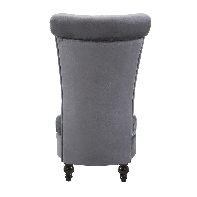 45" Tufted High Back Velvet Accent Chair Living Room Soft Padded Couch Lounge Ash Grey