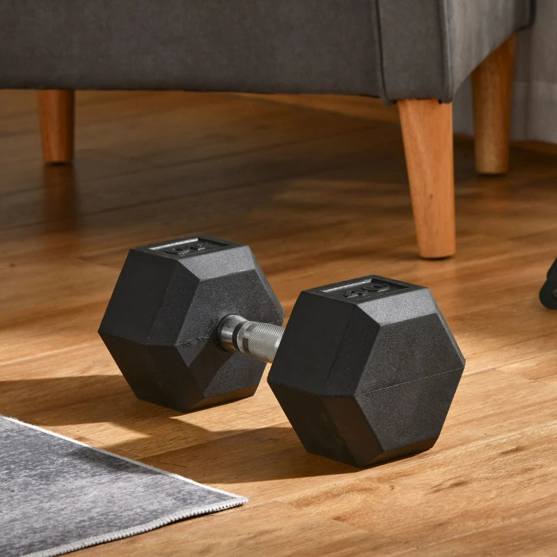 Soozier 40lbs Rubber Hex Dumbbell, Weight Dumbbell Hand Weight Barbell for Body Fitness Training for Home Office Gym, Black
