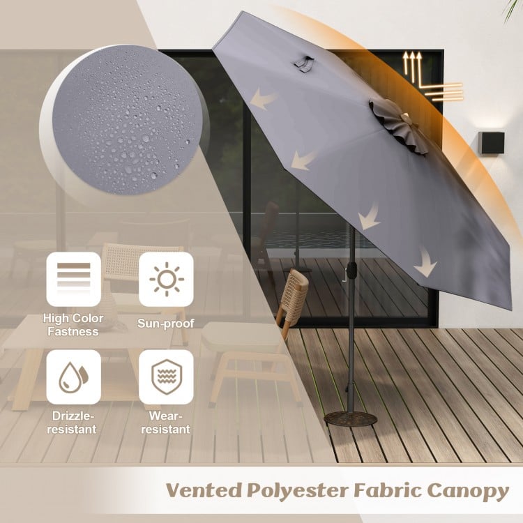 10 Feet Outdoor Patio Umbrella with Tilt Adjustment and Crank-Gray