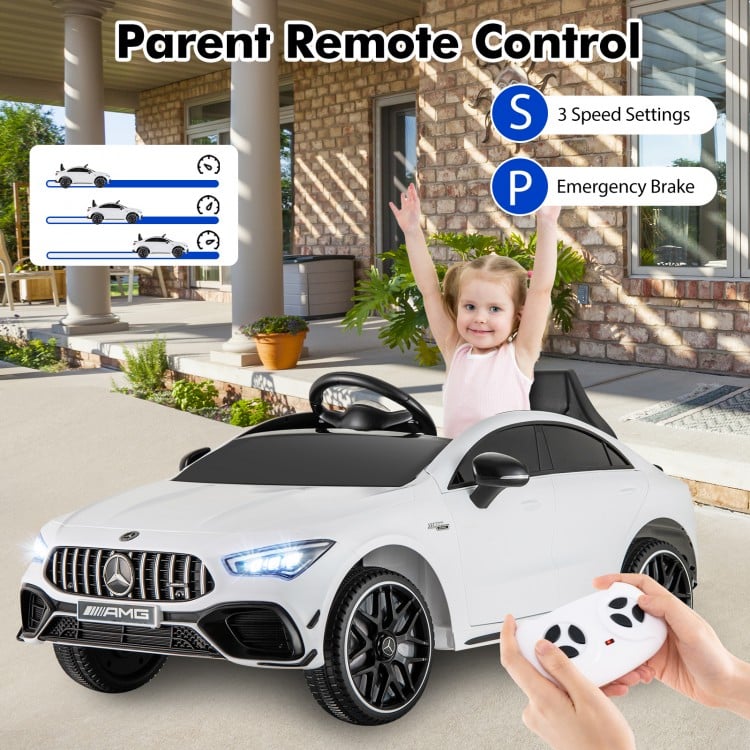 12V Kids Ride on Car Mercedes-Benz AMG CLA 45 with Remote-White