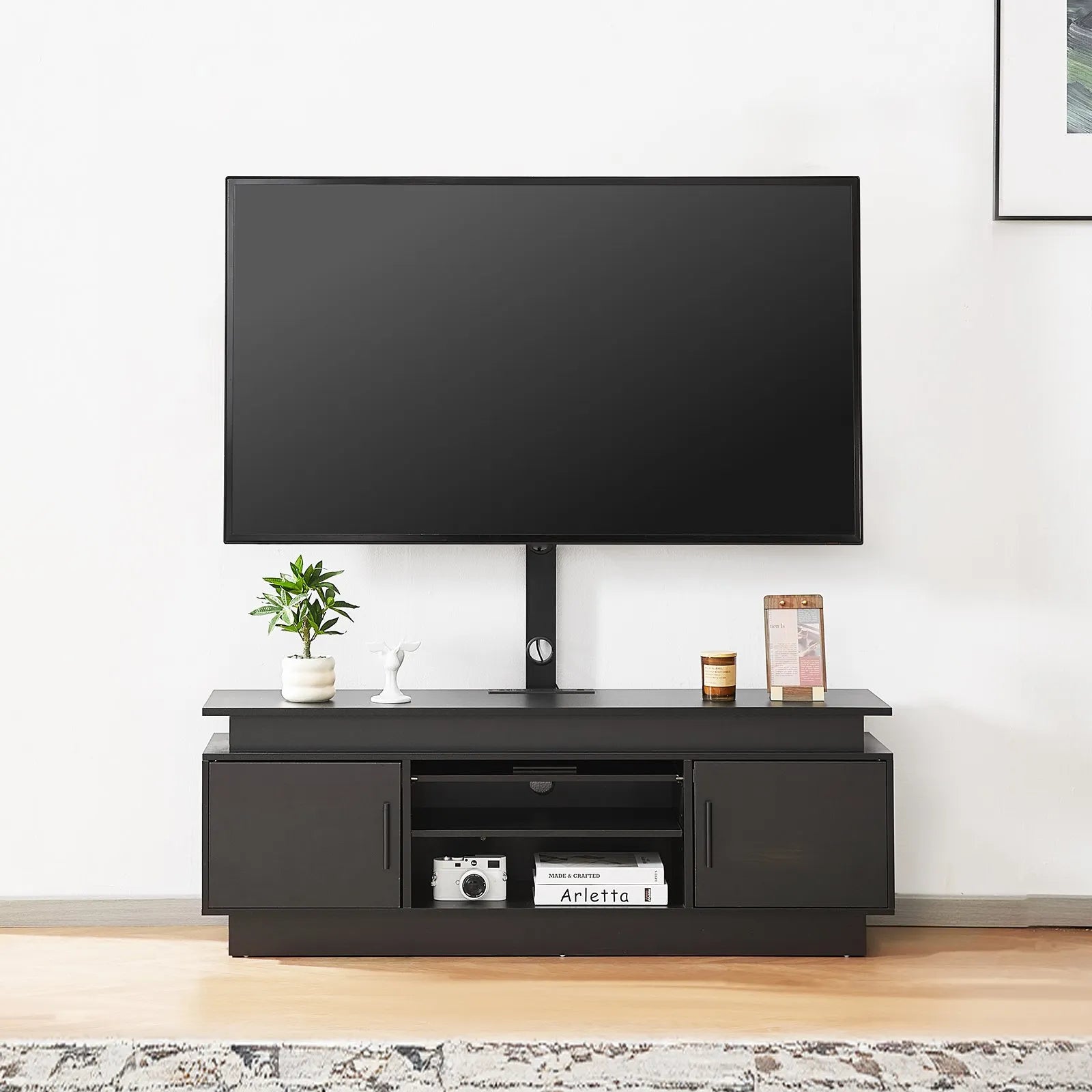 VEVOR 60" TV Stand with Mount for up to 75 in TVs with Power Outlet & LED Lights