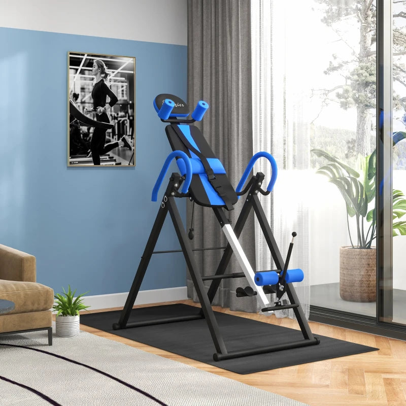 Soozier Folding Inversion Table, 20°/40°/60° Adjustable, with Safety Belt and Waist Pad for Back Pain Relief