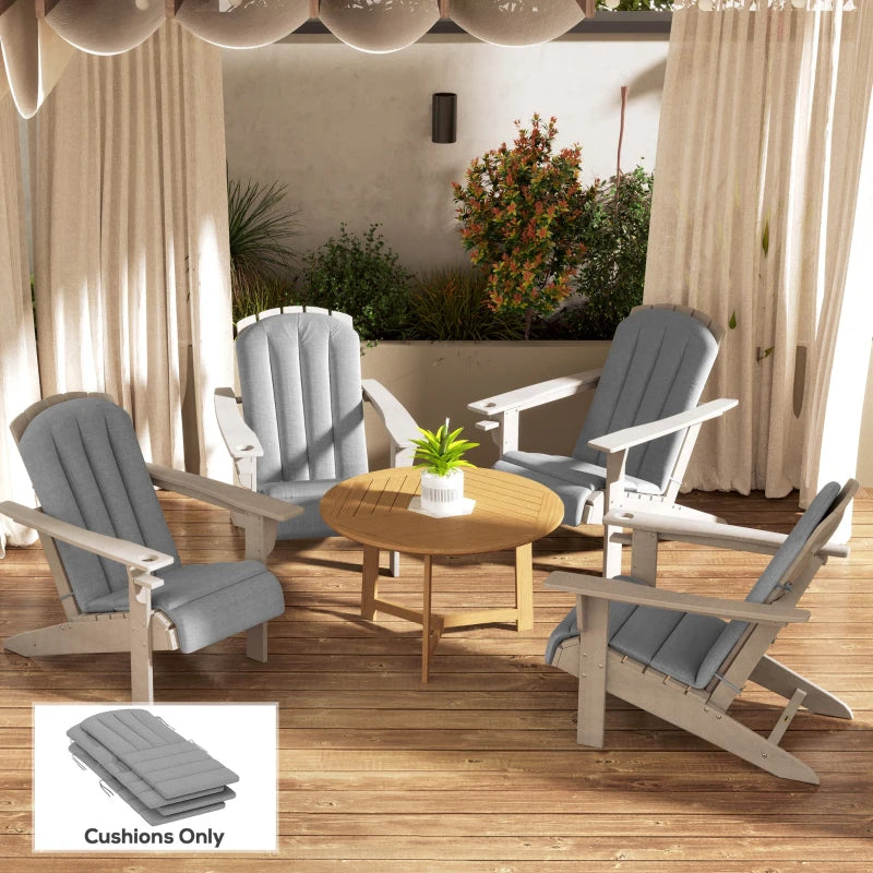 Set of 4 Patio Chair Cushions, High Back Adirondack Chair Cushion with Ties, High-Density Foam, Grey