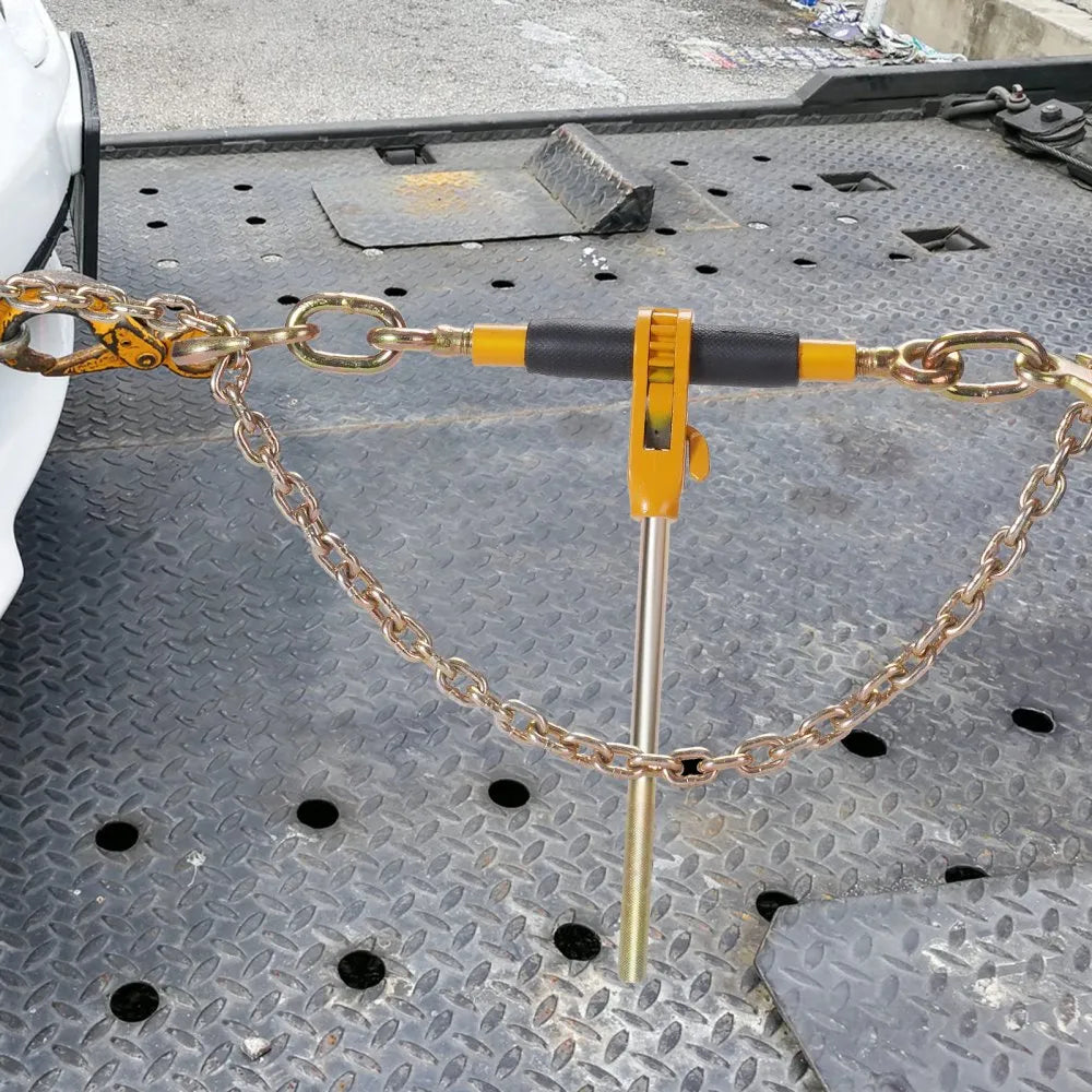 VEVOR 4PCS Ratchet Chain Binder, 5/16"-3/8" Heavy Duty Load Binders, with G80 Hooks 7,100 lbs Secure Load Limit, Labor-saving Anti-skid Handle, Tie Down Hauling Chain Binders for Flatbed Truck Trailer