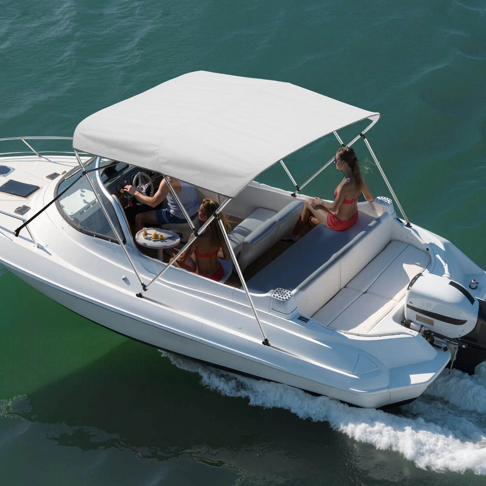 VEVOR 3 Bow Boat Bimini Tops 72"Lx(73"-78")W x 46"H Awning Canopy Light Grey