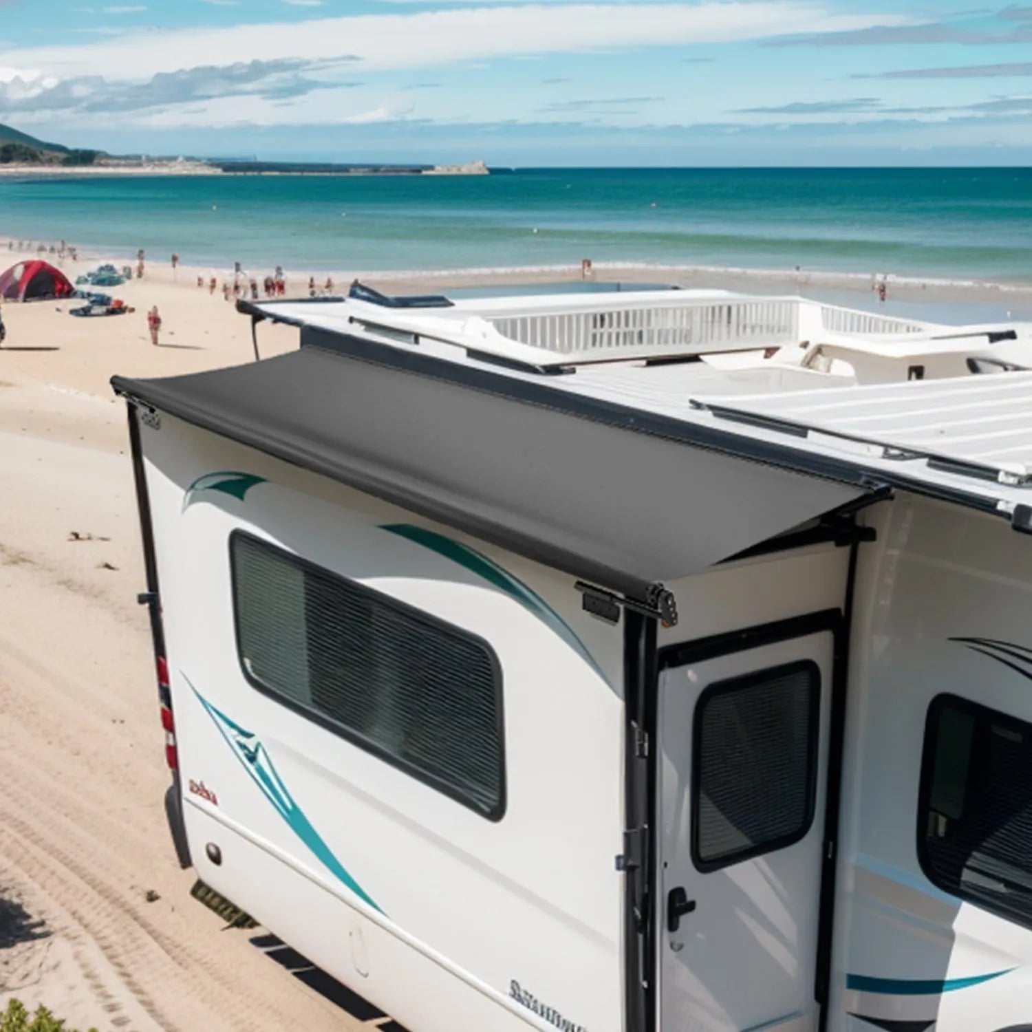 VEVOR 13'1" (12'7") RV Slide Out Awning Black Slide Topper Awning for RVs