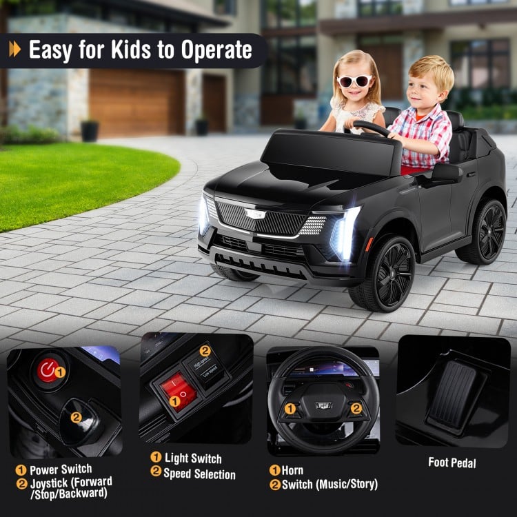 24V Ride on Truck 2-Seater Licensed Cadillac with Remote Control-Black