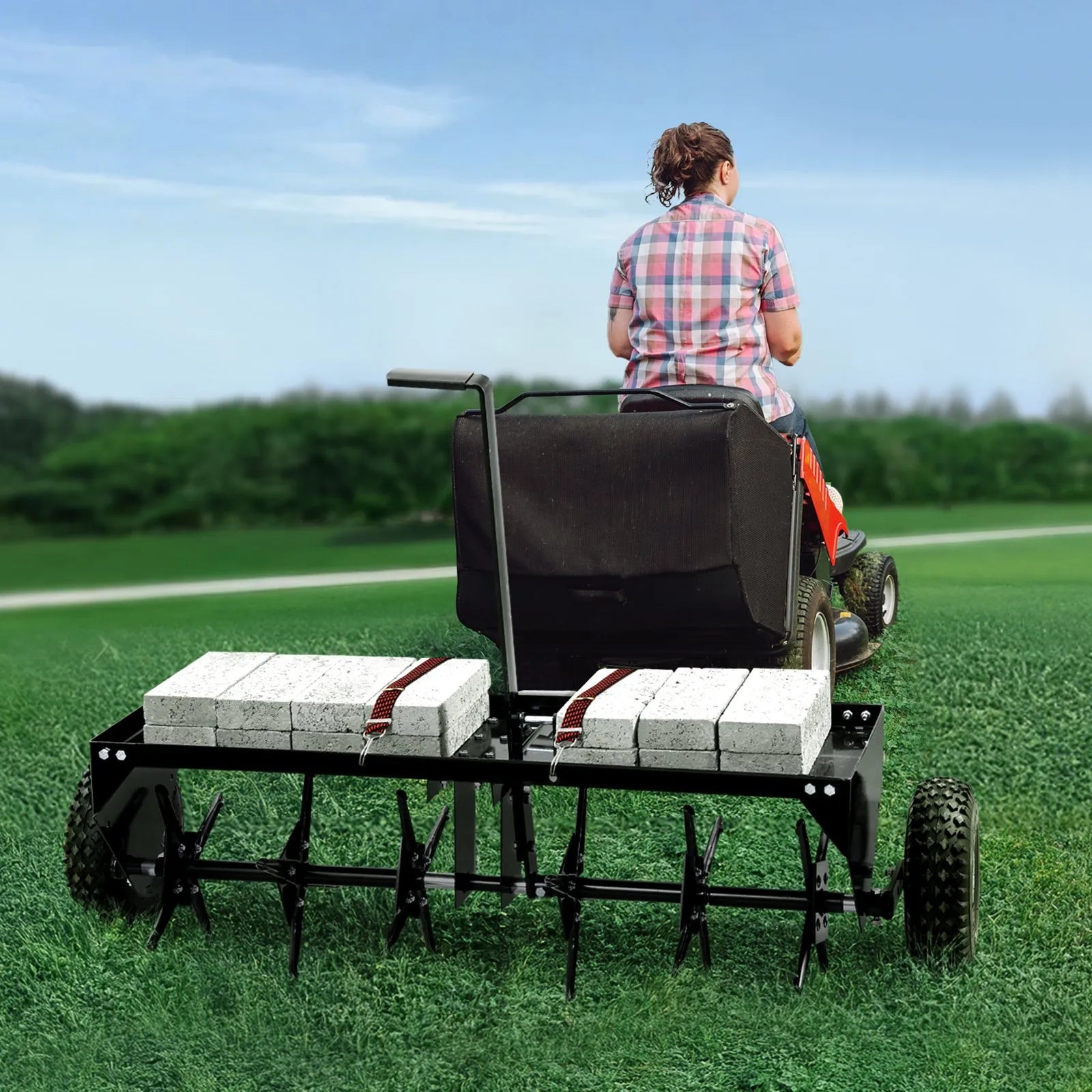 VEVOR 40" Tow Behind Plug Aerator with Universal Hitch Lawn Aerator Tow Behind