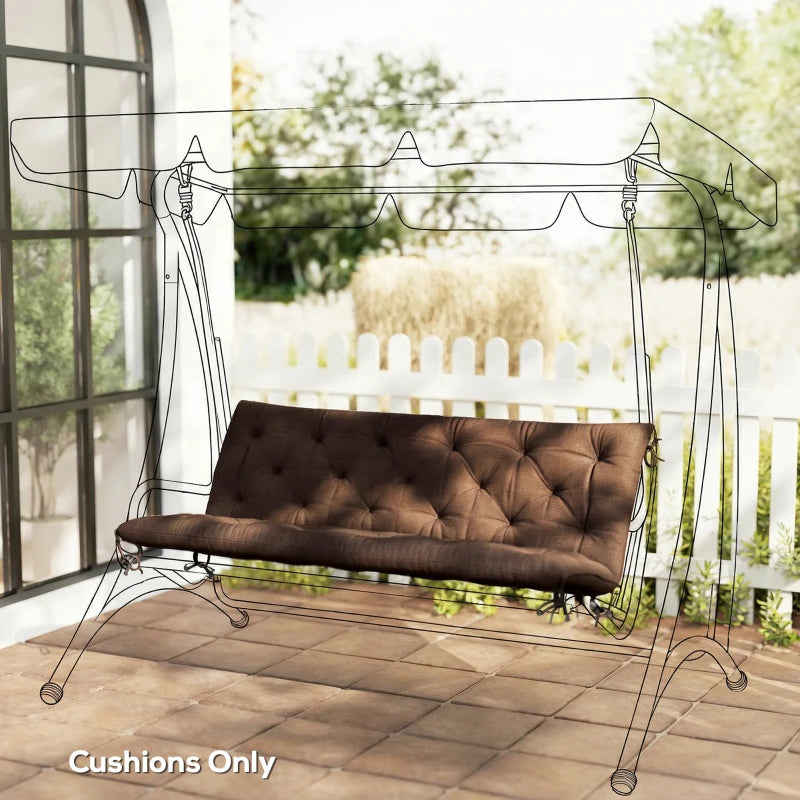 3-Seater Outdoor Bench Swing Chair Replacement Cushions for Patio Garden, Coffee