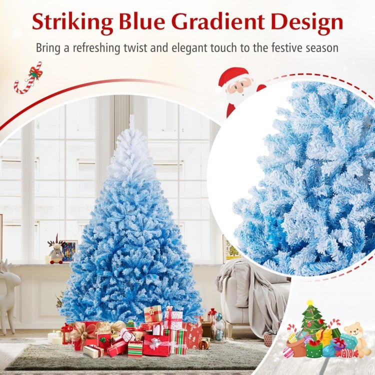 2025 New Artificial Christmas Tree with 456 Branch Tips and Folding Metal Stand-7FT