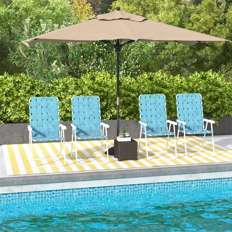 Set of 4 Folding Patio Chairs, Portable Chair Set with Armrests for Camping, Garden, Pool, Beach, Backyard, Blue