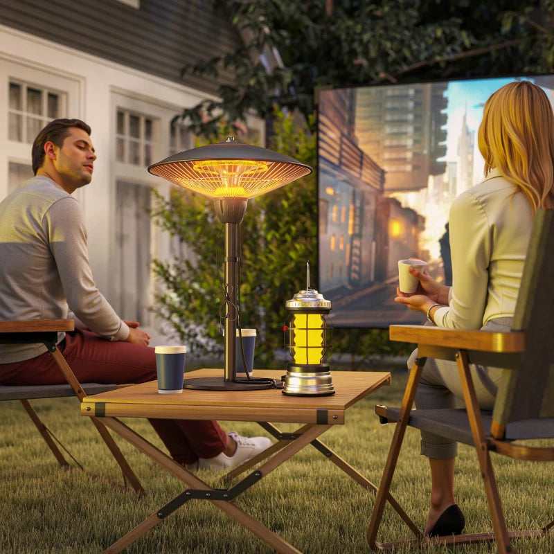1500 W Electric Patio Heater with Tip-Over Protection, Outdoor Heater with Pull Switch, Black