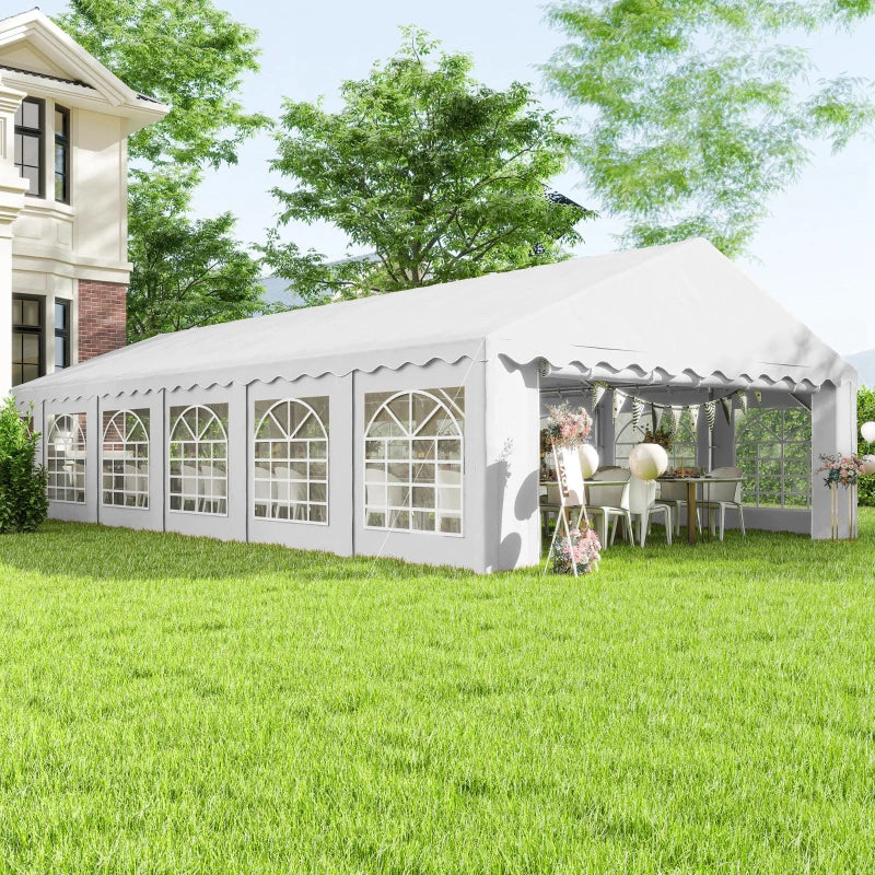 20' x 40' Party Tent Outdoor Canopy Tent with Removable Sidewalls, 12 Windows for Parties, Wedding, Events, BBQ, White