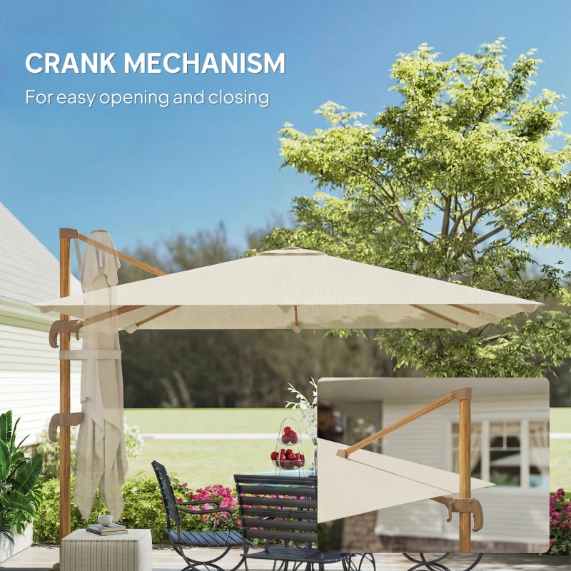 10 FT Patio Cantilever Umbrella, Outdoor Offset Umbrella with 360° Rotation, Outdoor Market Umbrella with Crank and Tilt