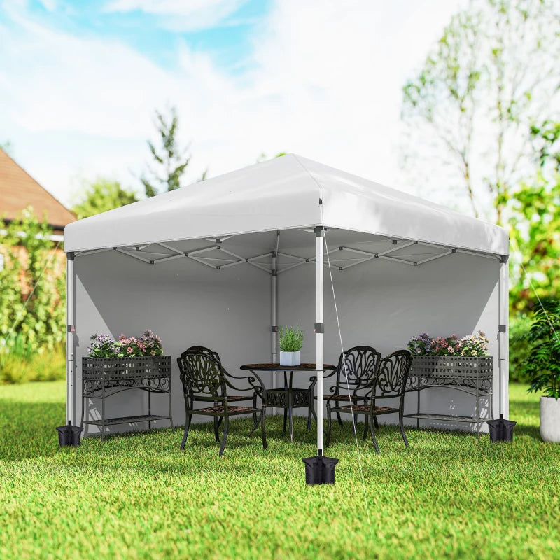 10' x 10' Pop Up Canopy with Sidewalls, Roller Bag, Height Adjustable Instant Tent for Outdoor, Garden, Patio, White
