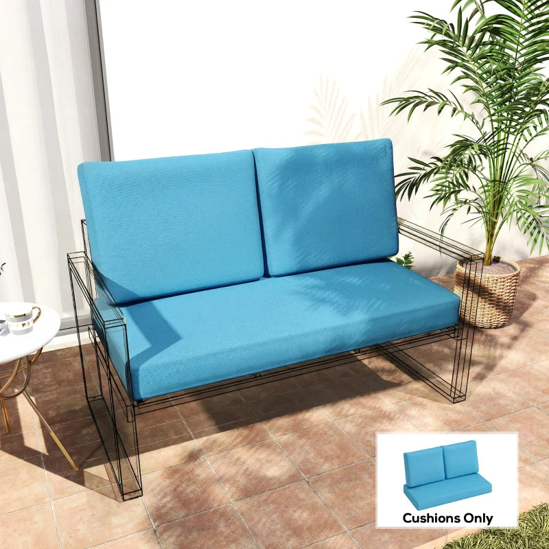 2 Seater 5" Thick Outdoor Seat Cushions with 7" Backrest, Loveseat Outdoor Furniture Cushions, Turquoise