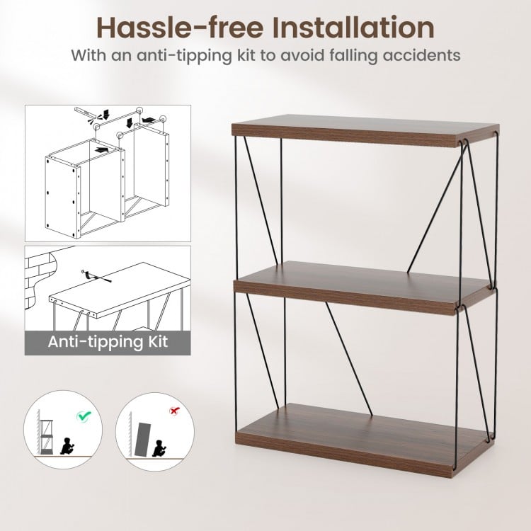2/3/4/5-Tier Multipurpose Display Rack with Metal Frame-3-Tier