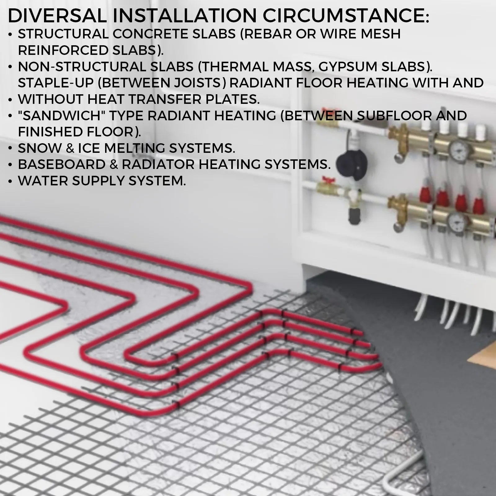 VEVOR 1/2 Inch X 500Ft PEX Tubing Pipe O2 EVOH PexB Hydronic Radiant Floor Heating System, 1/2\", Red, Oxygen Barrier