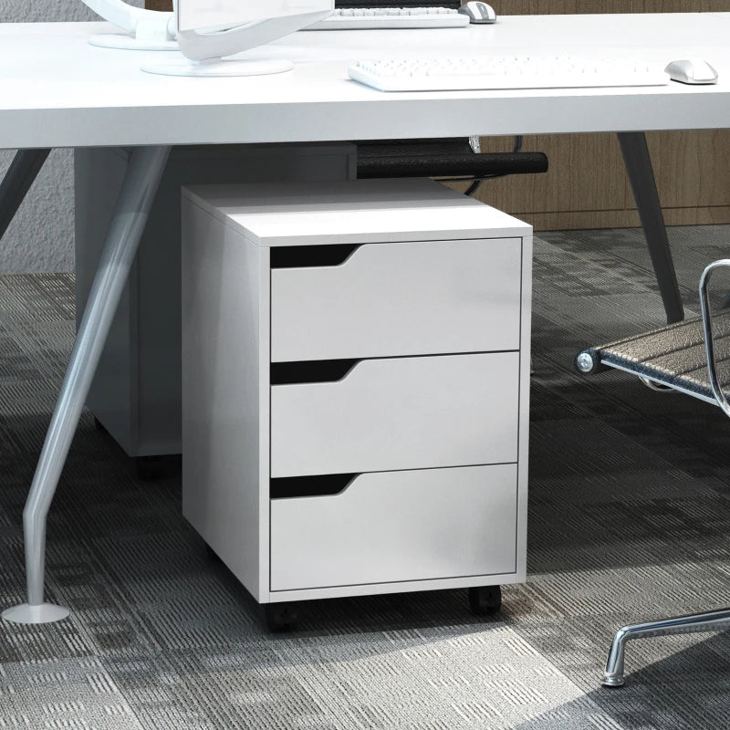 3 Drawer File Cabinet, Mobile Vertical Filing Cabinet with Wheels, Printer Stand with Storage for Home Office, White
