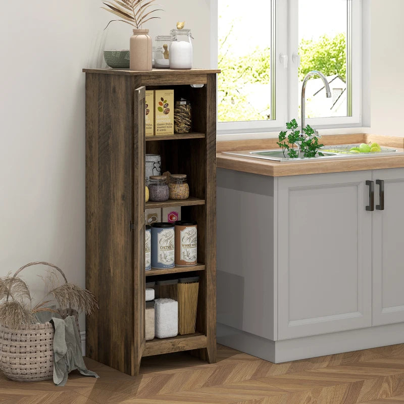 48" Farmhouse Kitchen Pantry Storage Cabinet with Barn Door, Kitchen Pantry Cabinet with Adjustable Shelves, Brown