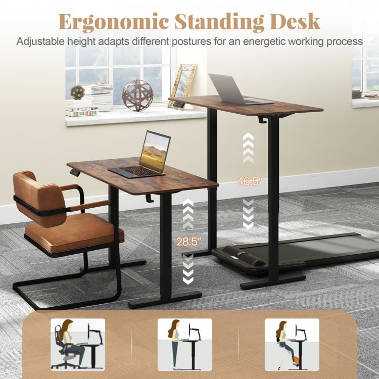 48 Inch x 24 Inch Ergonomic Electric Standing Desk with 3 Memory Settings for Home Office-Rustic Brown