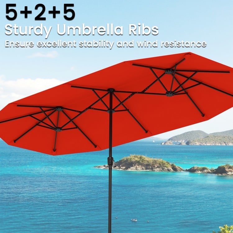 13 FT Large Patio Umbrella Outdoor Double-Sided Table Market Umbrella with Crank Handle-Orange