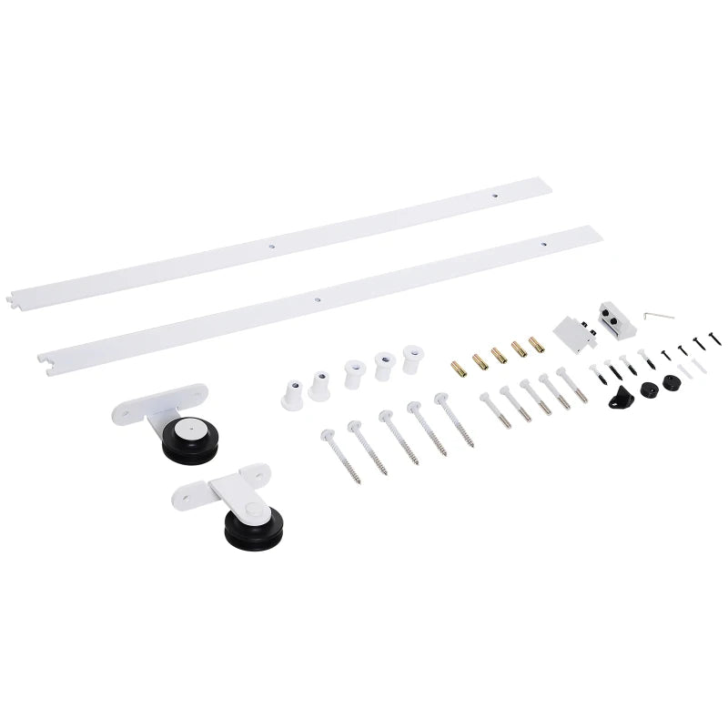 6FT Sliding Barn Door Track Kit, Heavy Duty Barn Door Hardware Kit, Fit 36" Wide Door Panel (T Shape), White