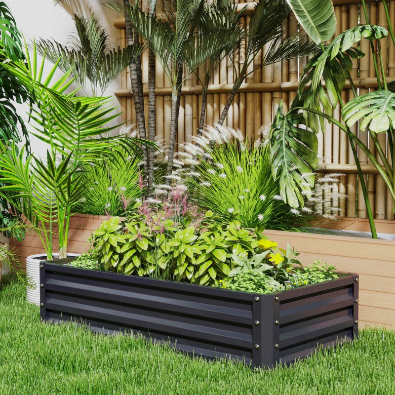 4' x 2' x 1' Raised Garden Bed, Set of 2 Galvanized Planter Box for Vegetables, Flowers, Herbs, Grey